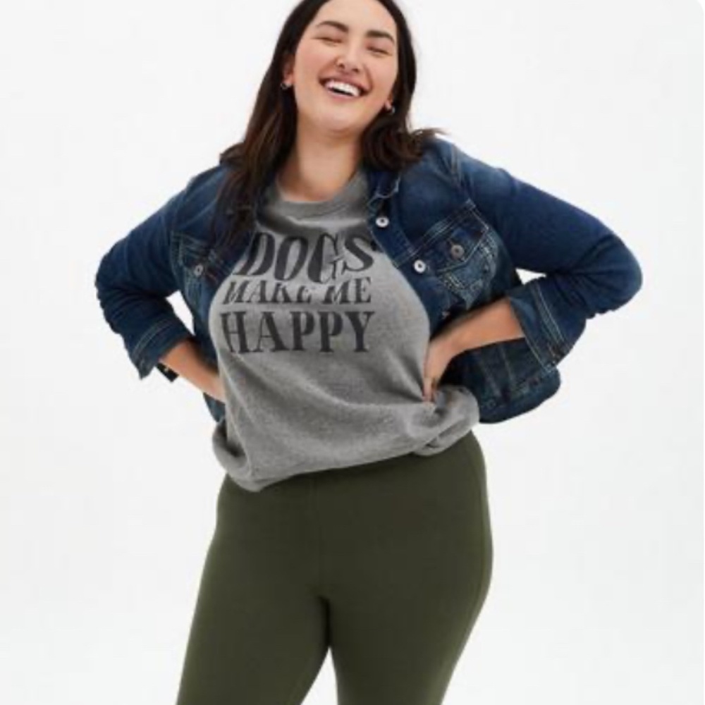 Torrid Dogs Make Me Happy Grey Raglan Sweatshirt